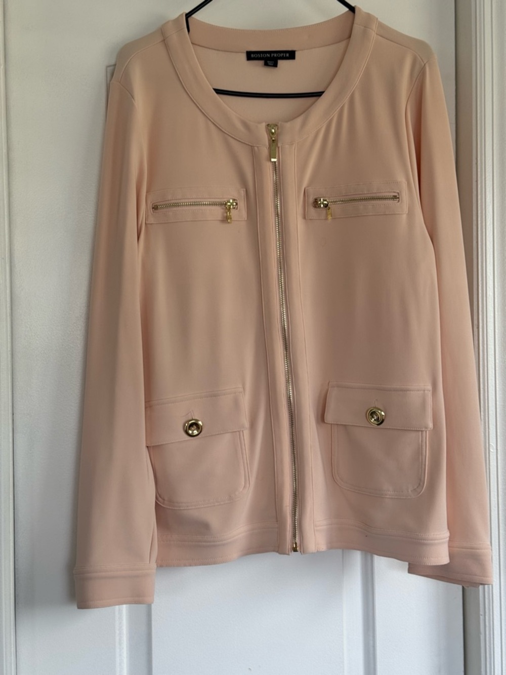 Boston Proper Blush Zip-Front Pocket Jacket